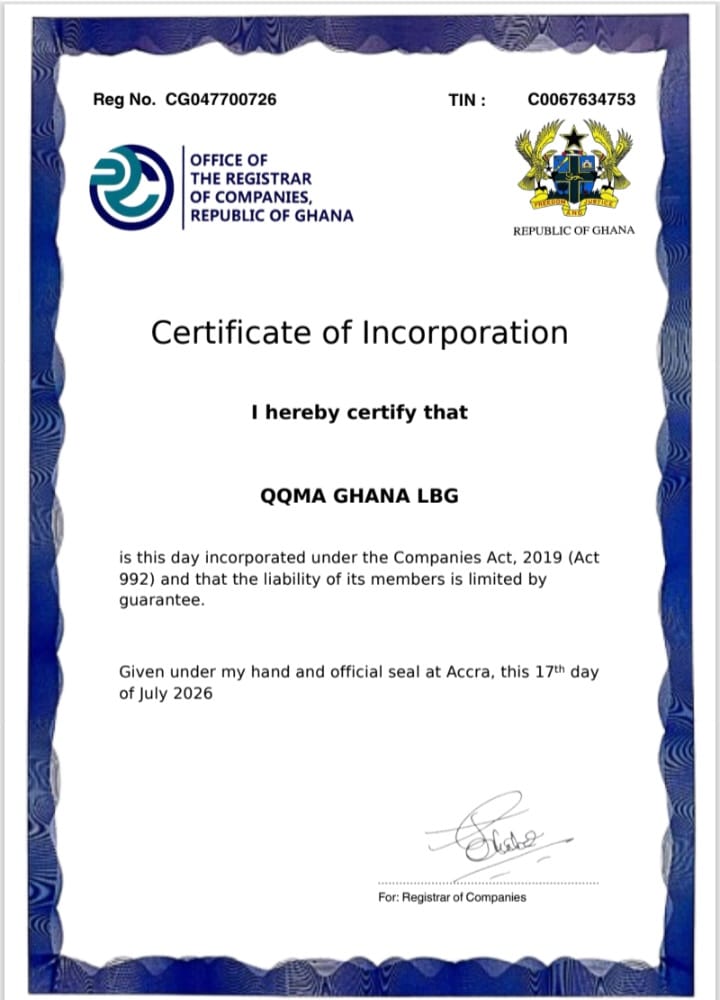 QQMA Certificate of Incorporation Registration Details